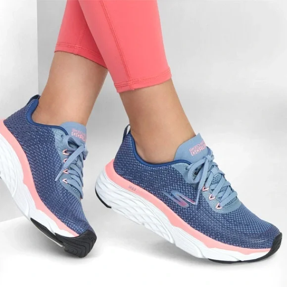 Skechers Womens Go Run Max Cushioning Elite Shoes Sneaker Size 7.5 Blue pink - Picture 1 of 12